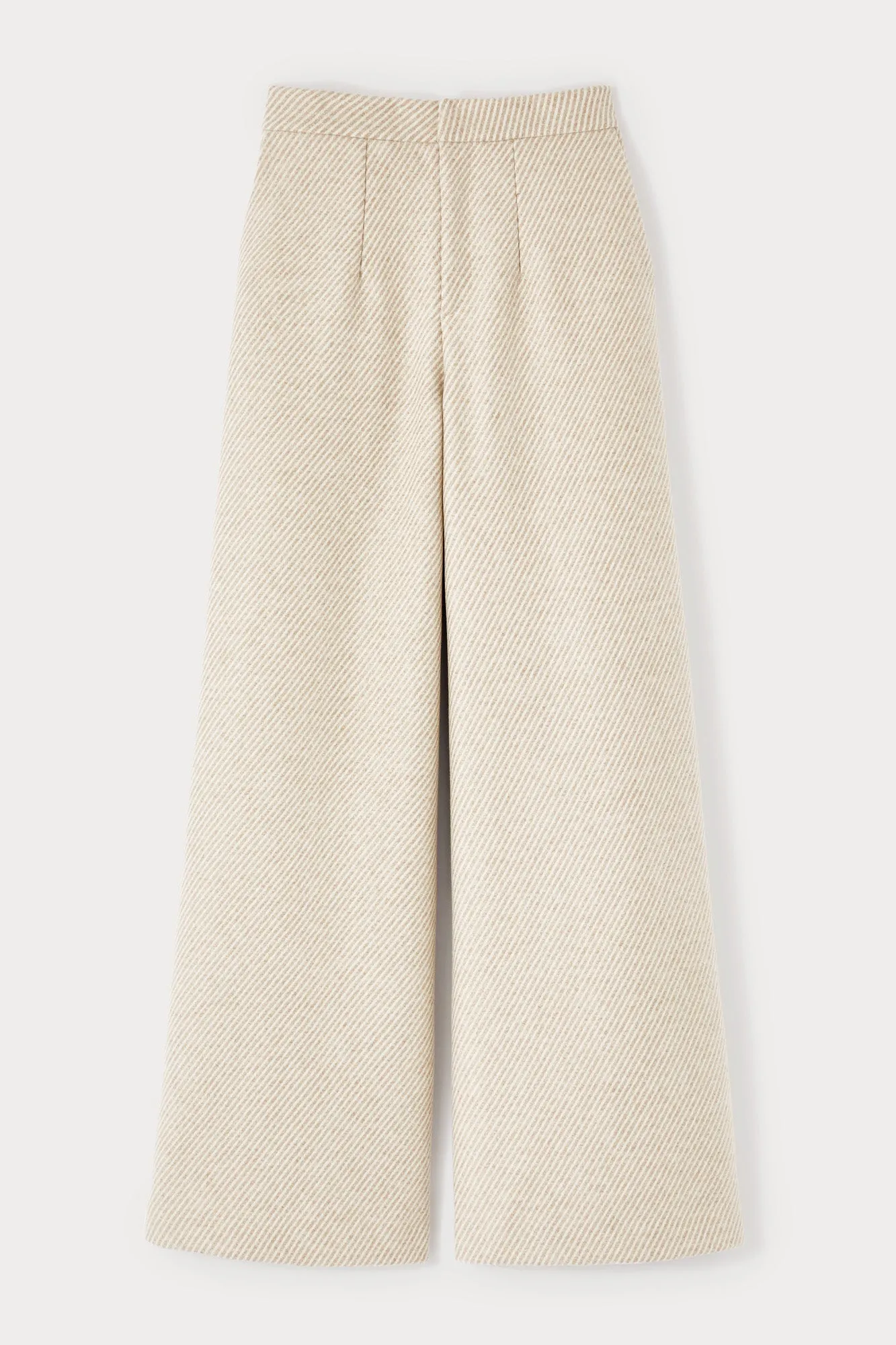 Diagonal Beige Wide-Leg High-Waisted Trousers