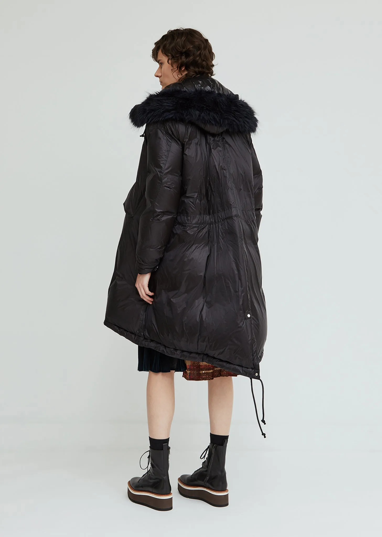 Down Coat With Faux Fur Trim