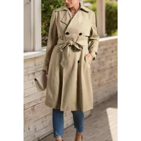 Elegant Collared Neck Tie Trench Coat in Luxury Fashion for Women