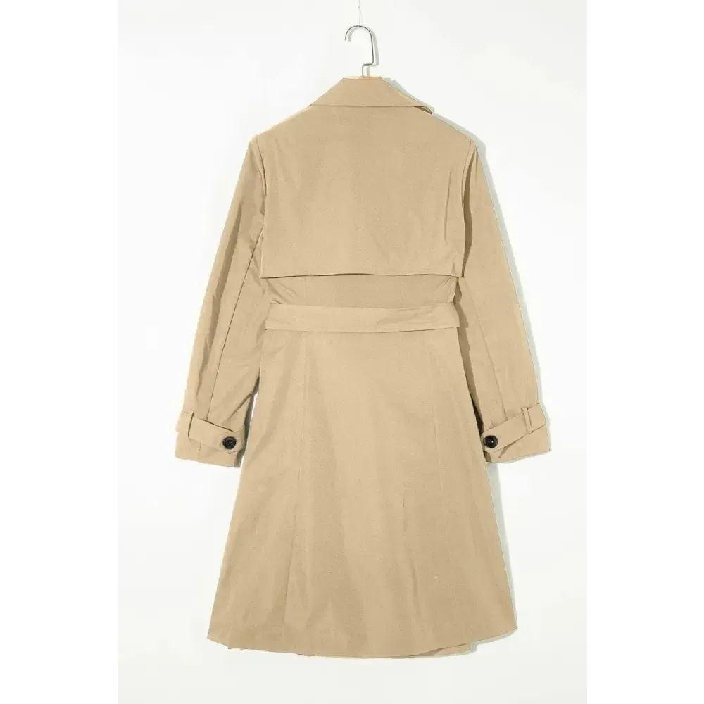 Elegant Collared Neck Tie Trench Coat in Luxury Fashion for Women