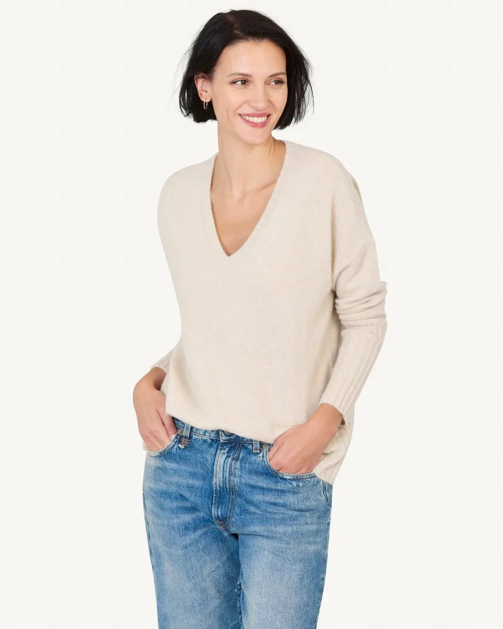 Ella Cashmere V-neck Sweater