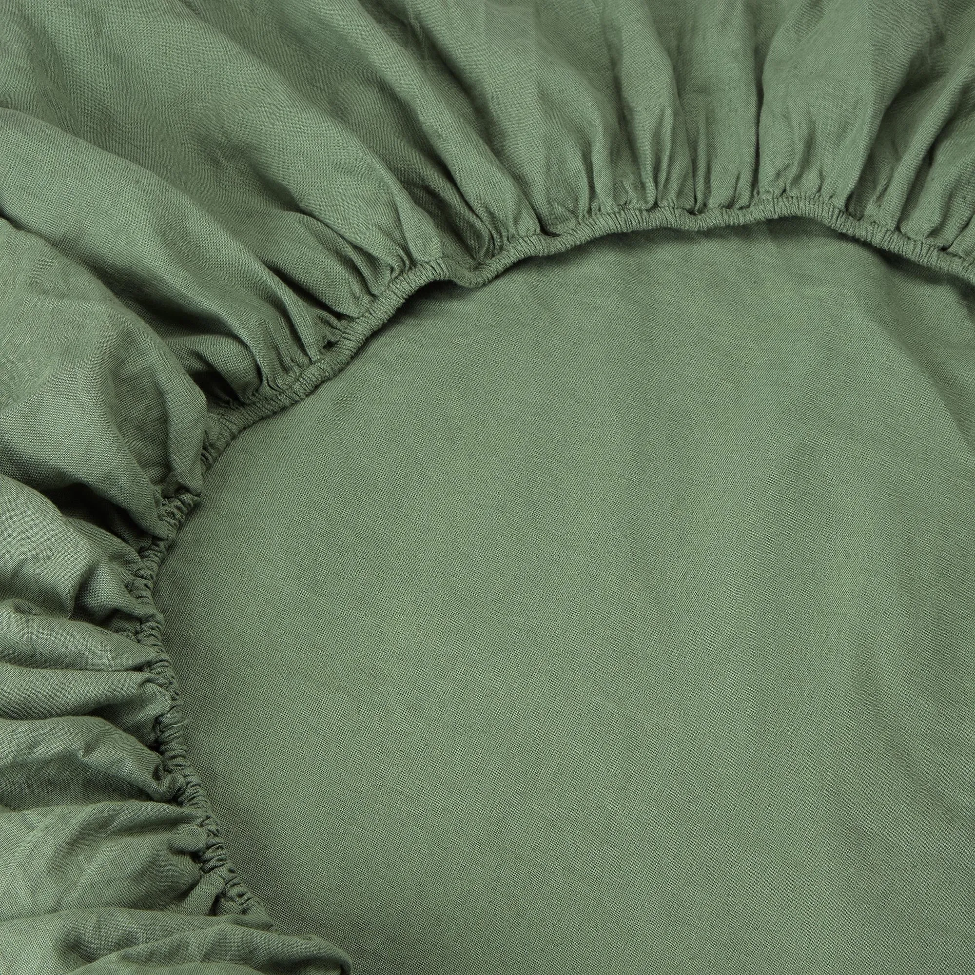 Elm Green Linen Blend Fitted Sheet