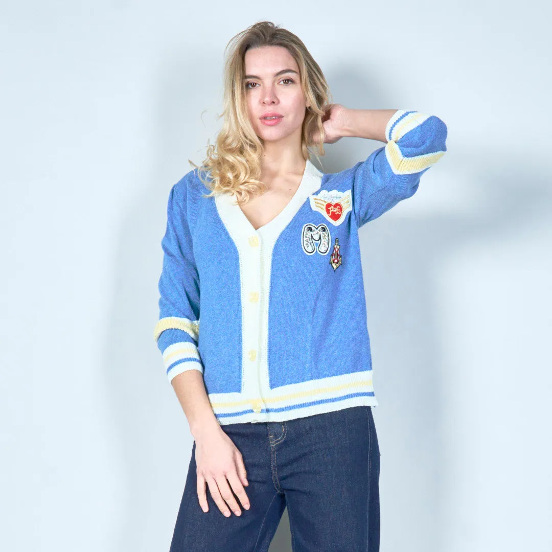 Embroidered varsity cardigan wholesale