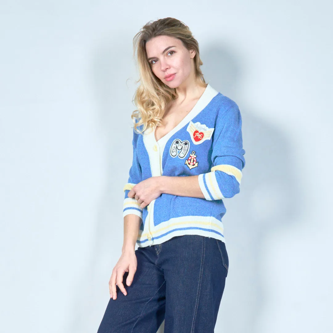 Embroidered varsity cardigan wholesale