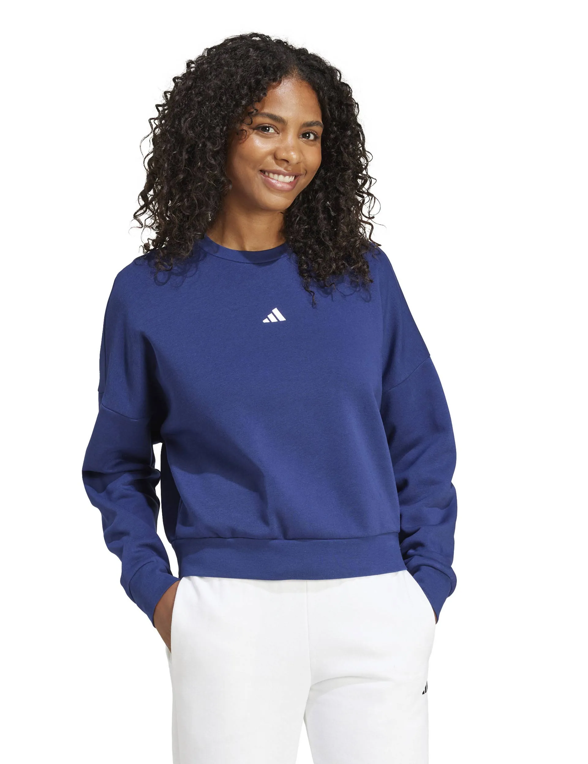 Essentials Small Logo Feelcozy Sweatshirt - Dark Blue/White