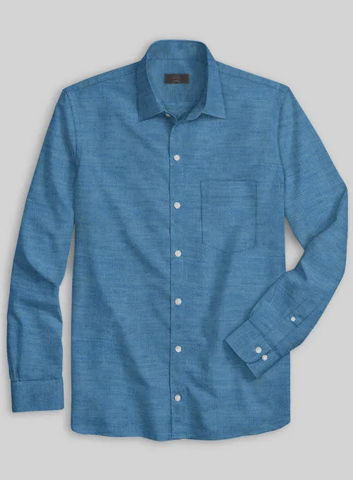 European Phthalo Blue Linen Shirt