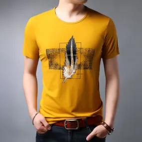 Feather Printed Summer Street Wear Tees