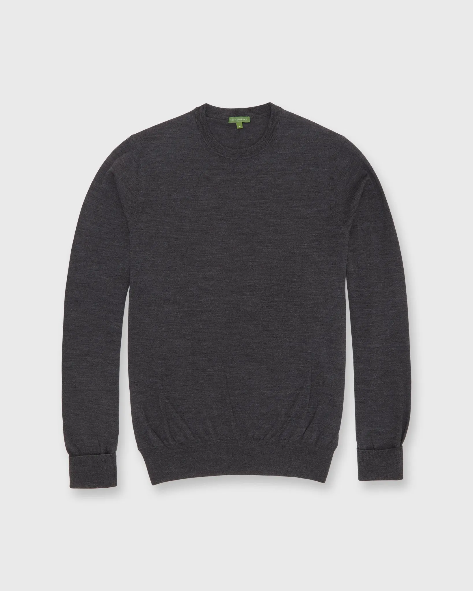 Fine-Gauge Crewneck Sweater in Heather Charcoal Escorial Wool