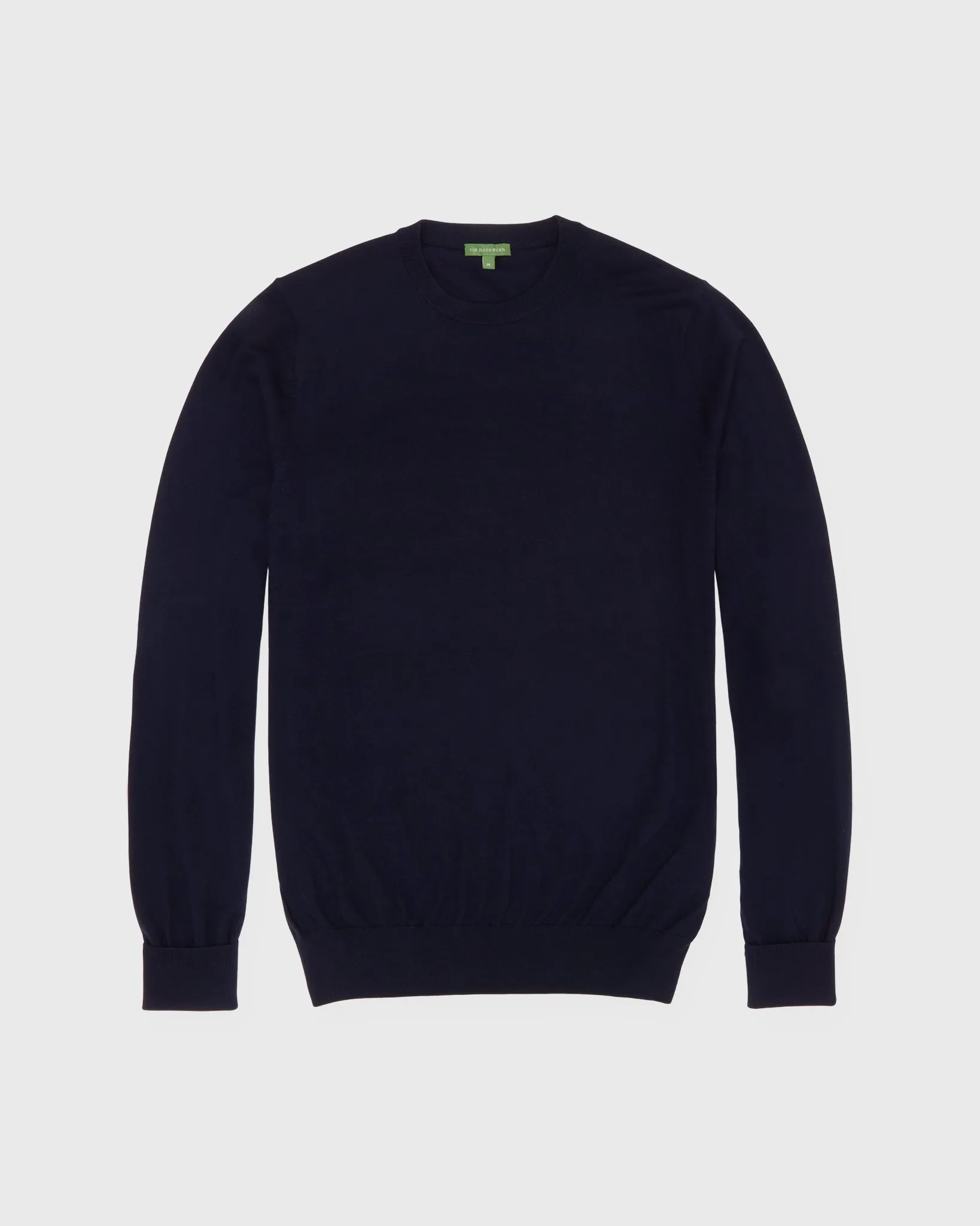 Fine-Gauge Crewneck Sweater in Navy Escorial Wool