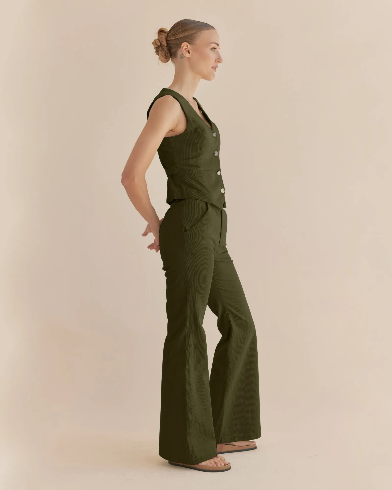 Giovanna Corduroy Pant - Khaki