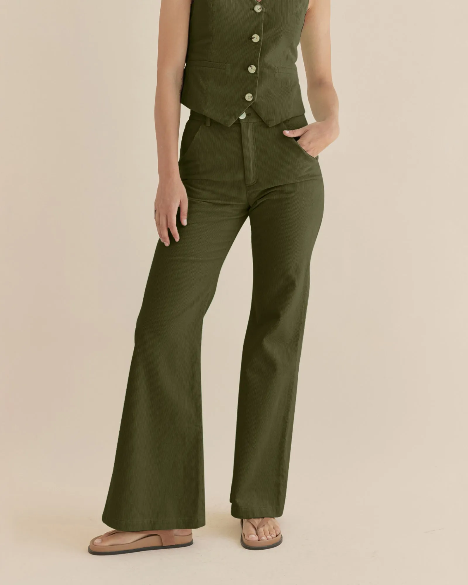 Giovanna Corduroy Pant - Khaki