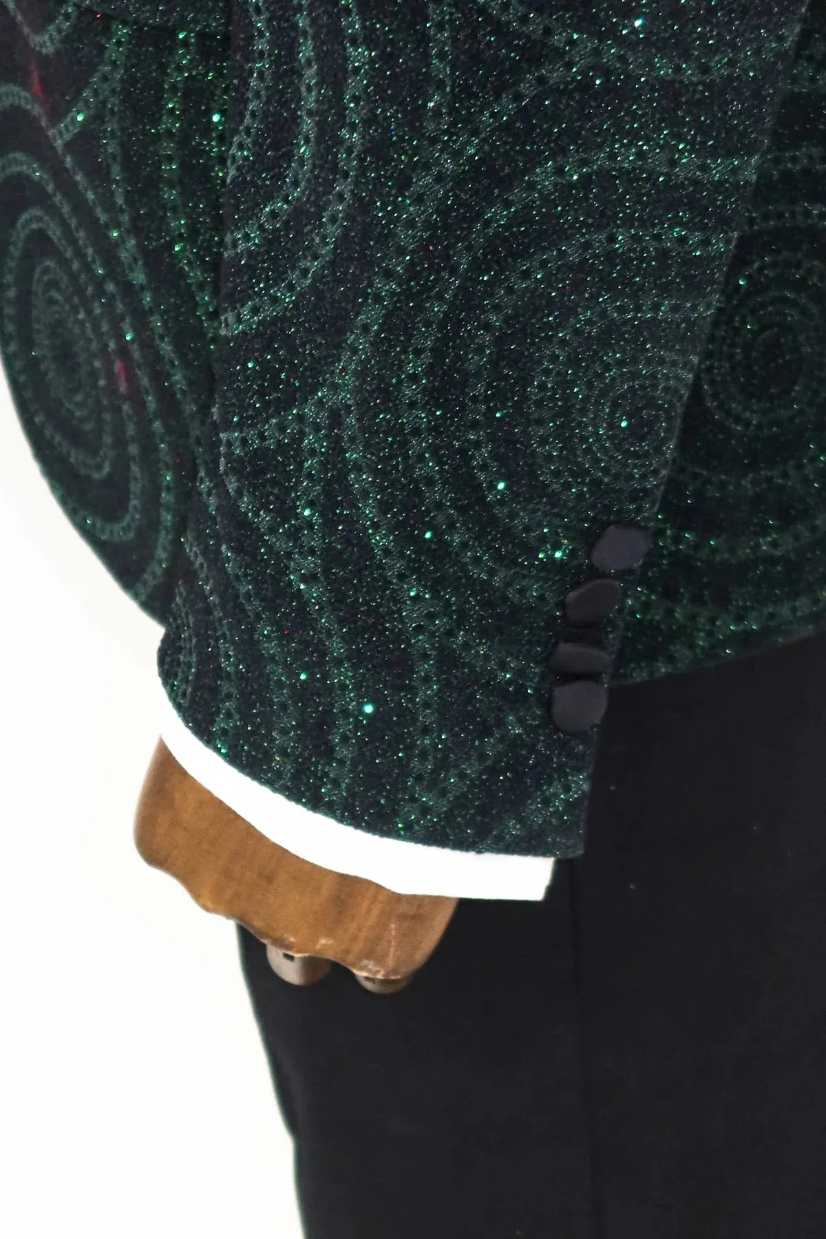 Green Sparkle Prom Blazer with Hypnose Pattern