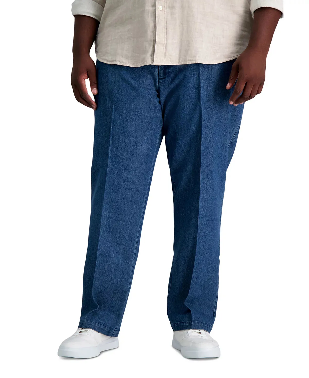 Haggar Men's Big & Tall Stretch Denim Classic-Fit Flat Front Pants