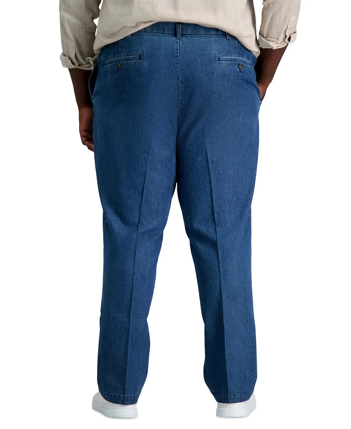 Haggar Men's Big & Tall Stretch Denim Classic-Fit Flat Front Pants