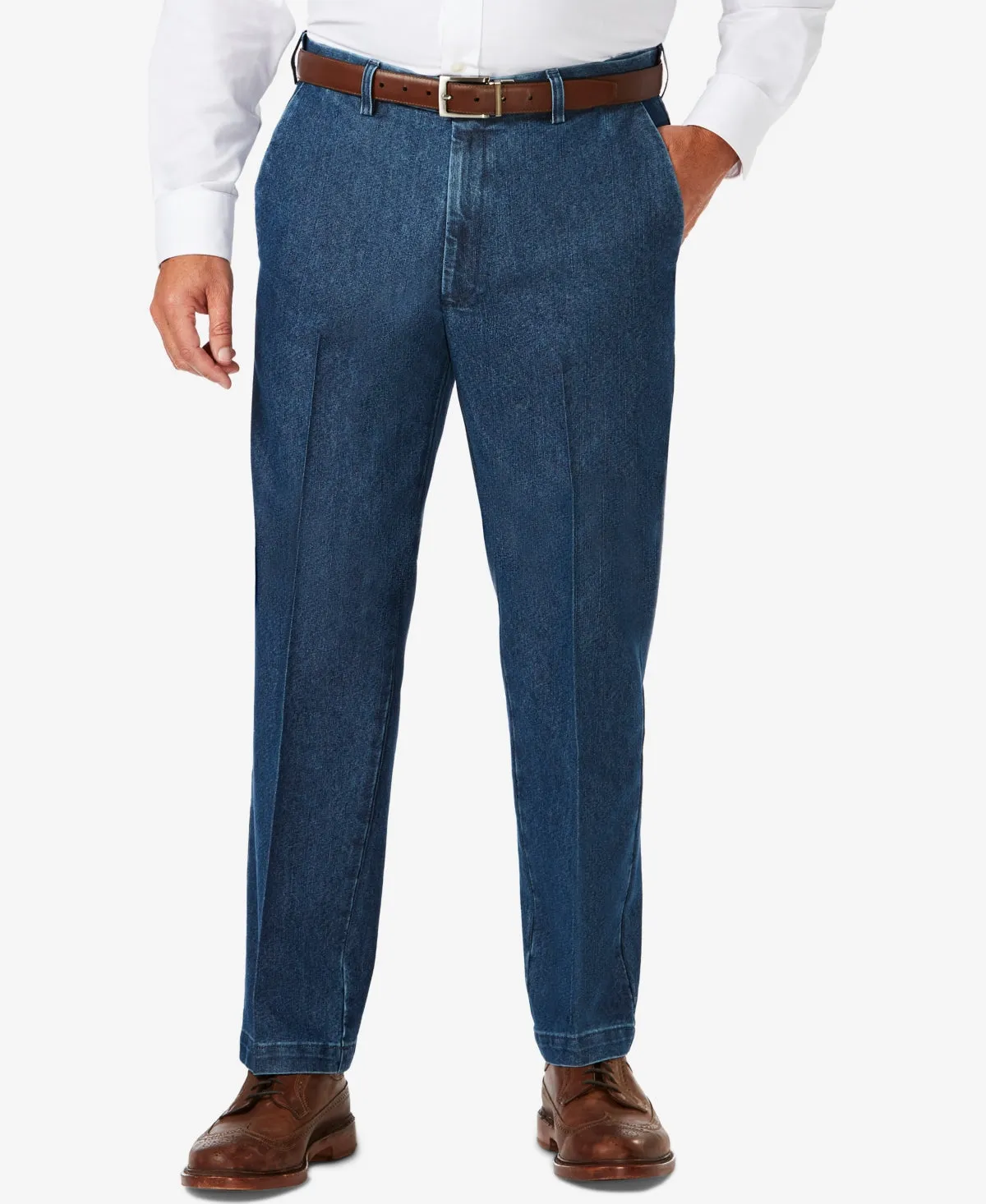 Haggar Men's Big & Tall Stretch Denim Classic-Fit Flat Front Pants