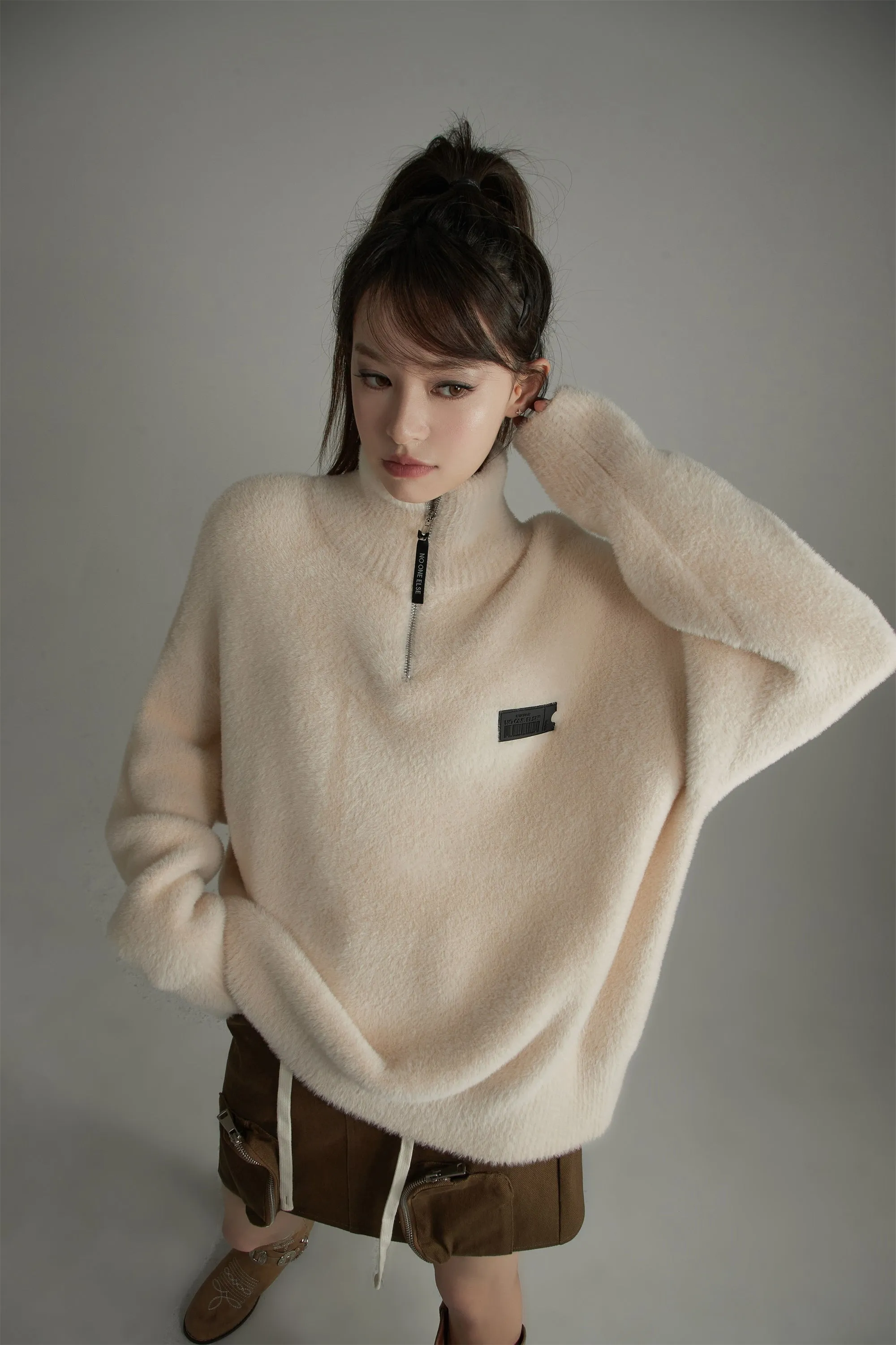 Half Zip Up Soft Fleece Sweater