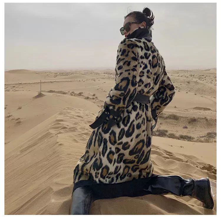 HEYFANCYSTYLE Luxe Leopard Elegance Faux Fur Coat