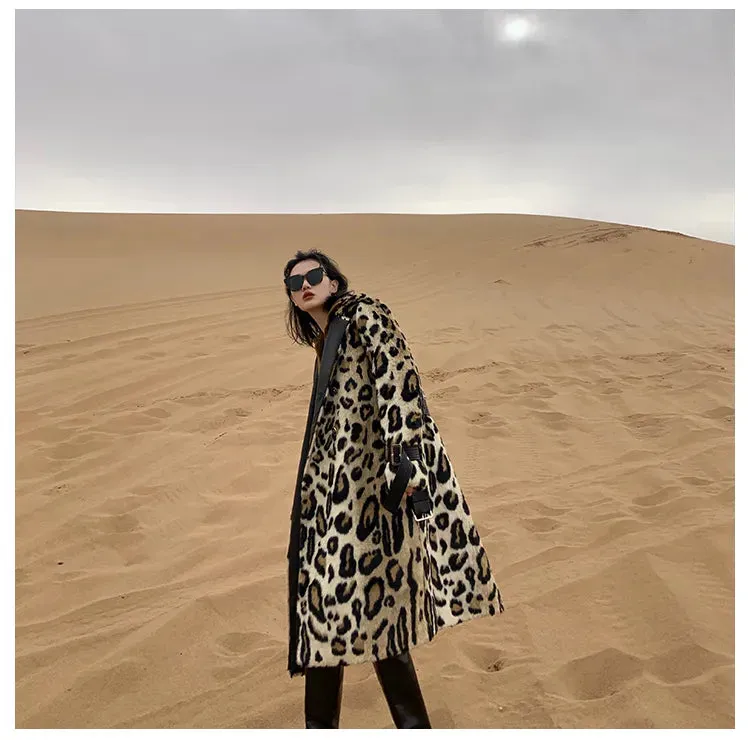 HEYFANCYSTYLE Luxe Leopard Elegance Faux Fur Coat