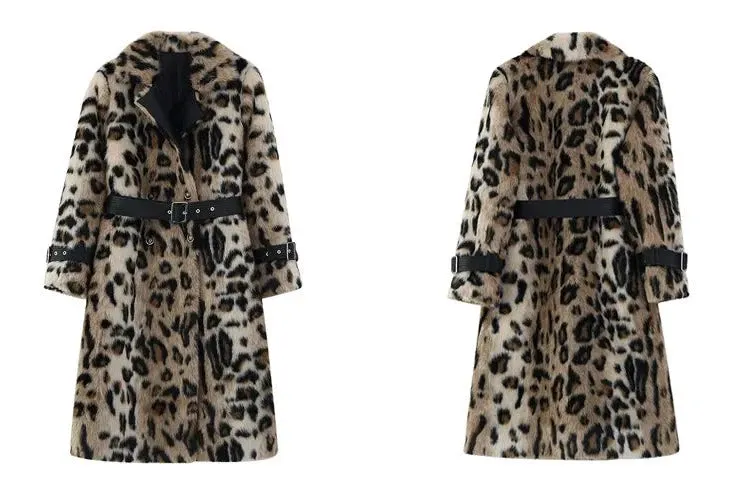 HEYFANCYSTYLE Luxe Leopard Elegance Faux Fur Coat