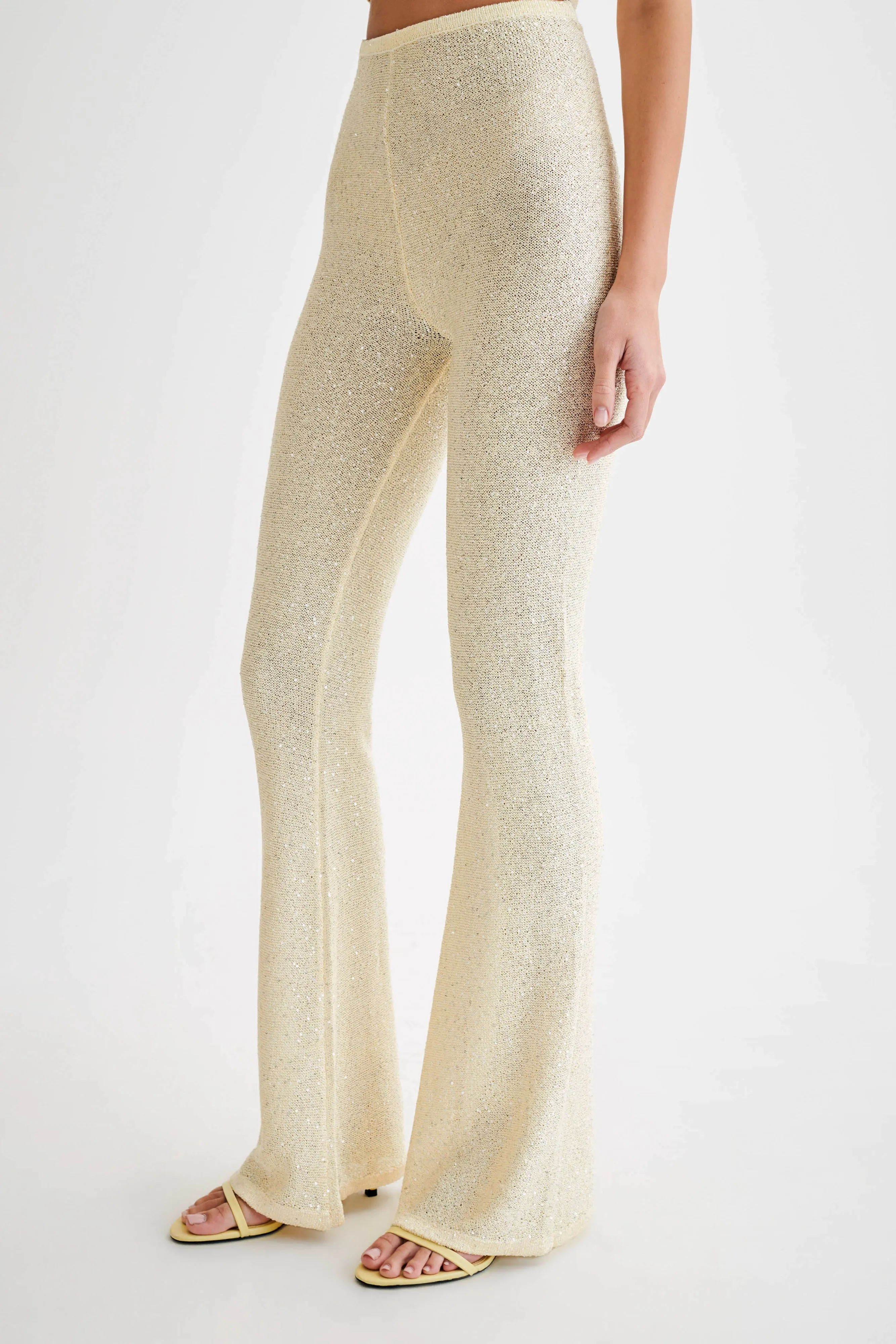 Huntley Sequin Knit Pants - Lemon