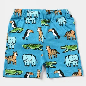 Infant Boys Cotton Jersey Knitted Short Animals-C.Blue