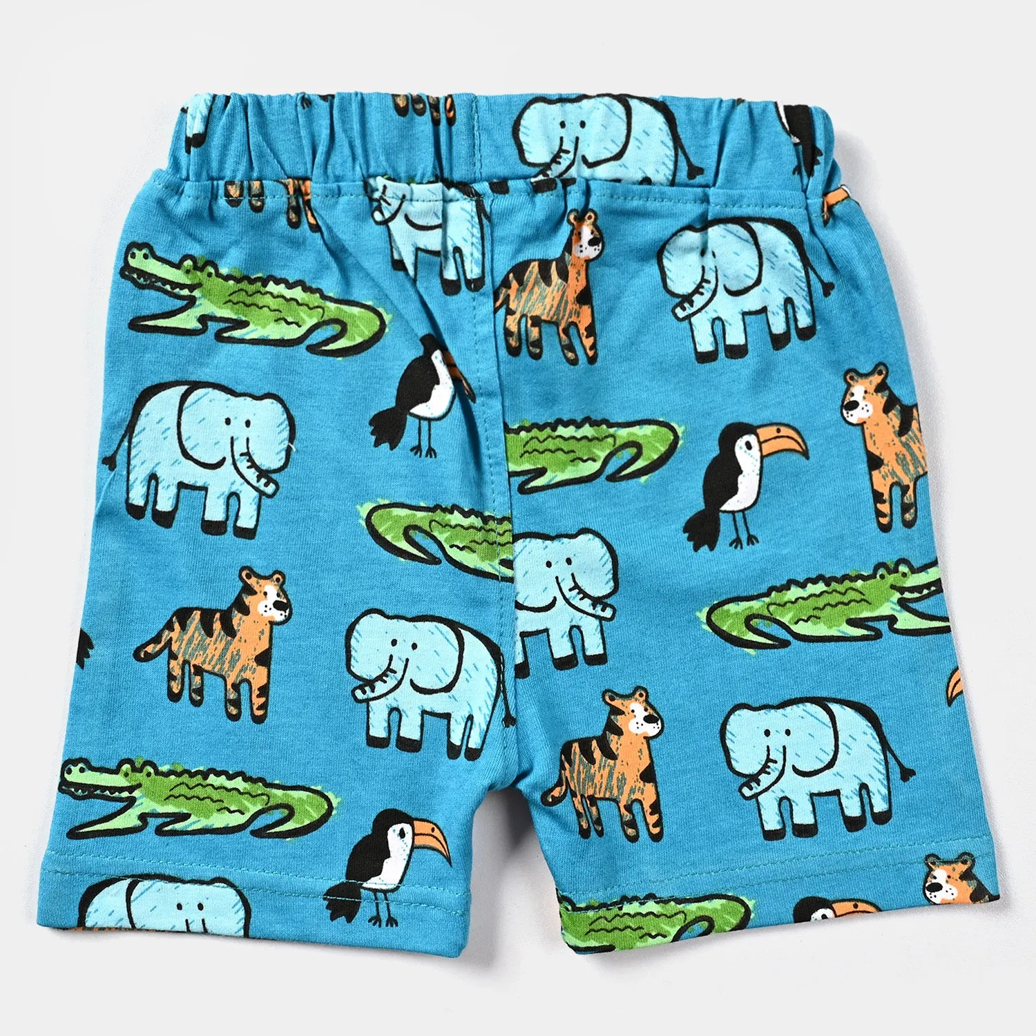 Infant Boys Cotton Jersey Knitted Short Animals-C.Blue