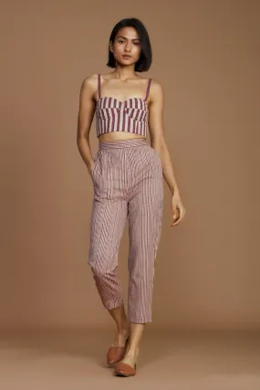 Ivory With Mauve Striped Se Pants