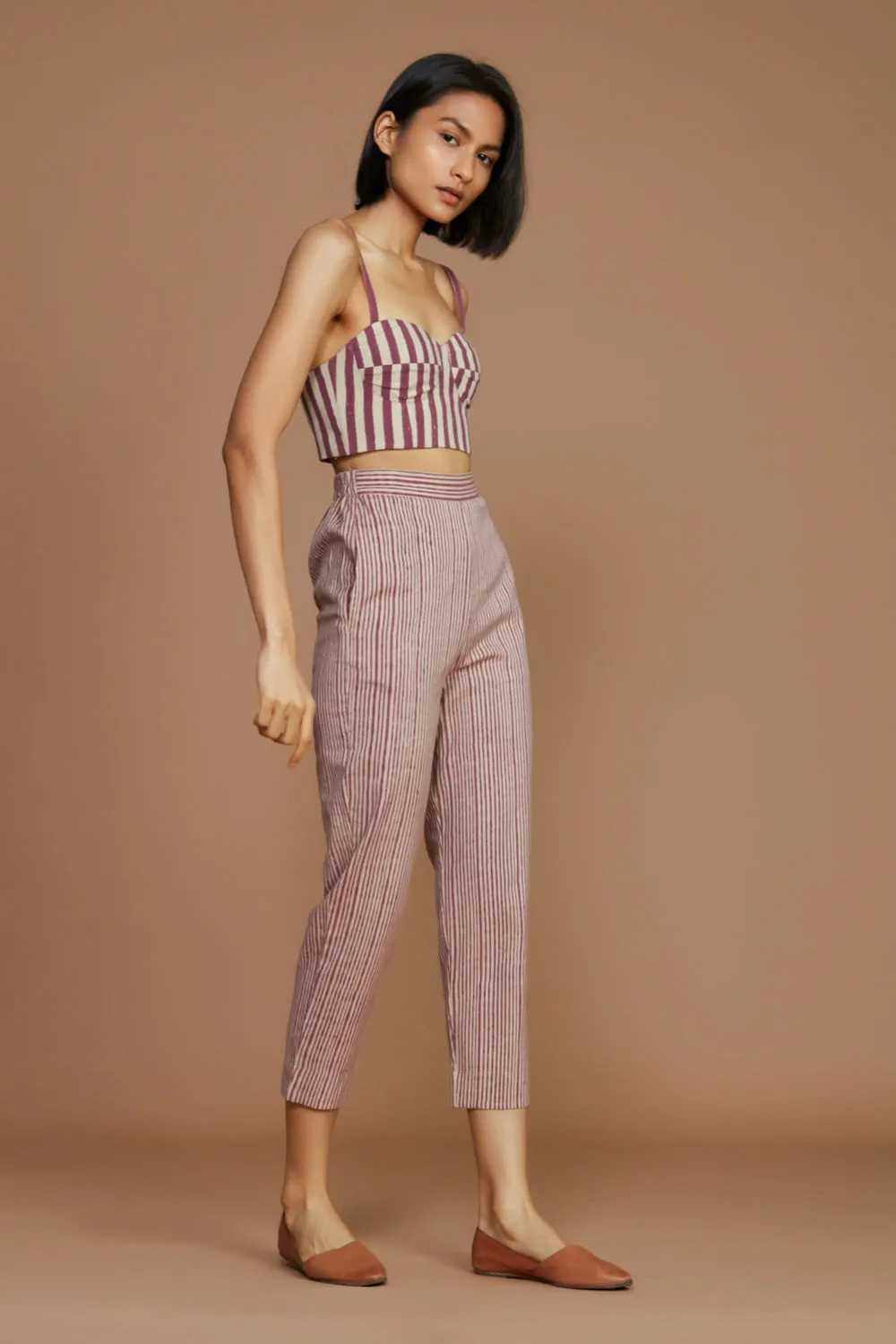 Ivory With Mauve Striped Se Pants