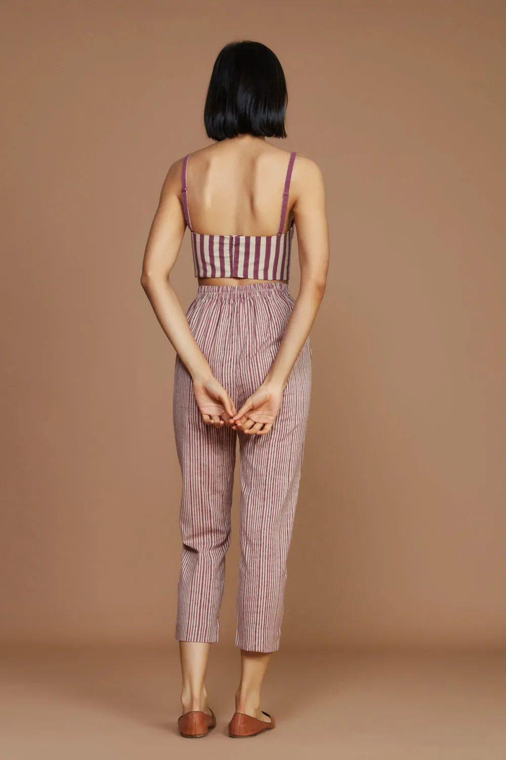 Ivory With Mauve Striped Se Pants