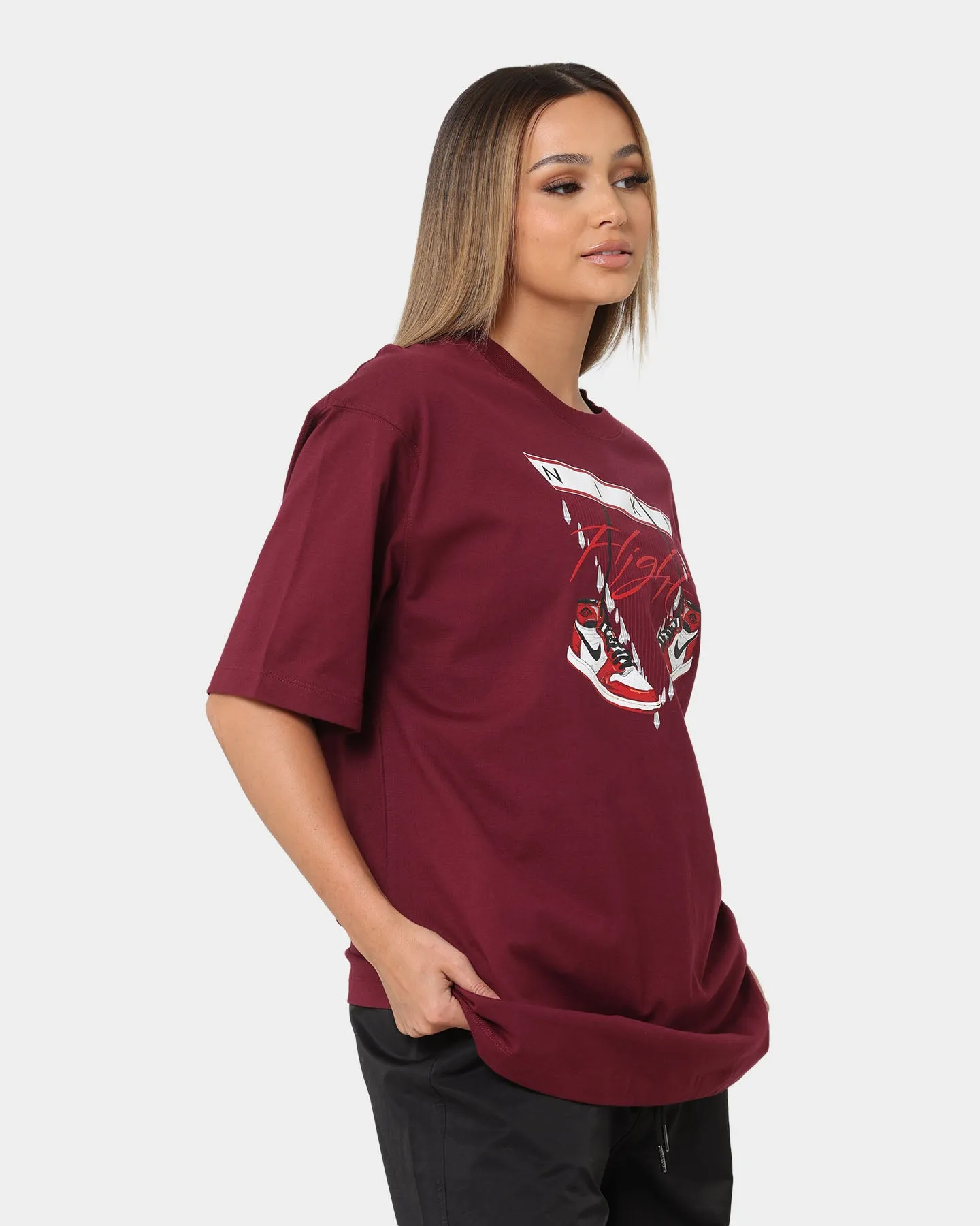 Jordan Women's Jordan Flight Graphic Oversized T-Shirt Cherrywood Red