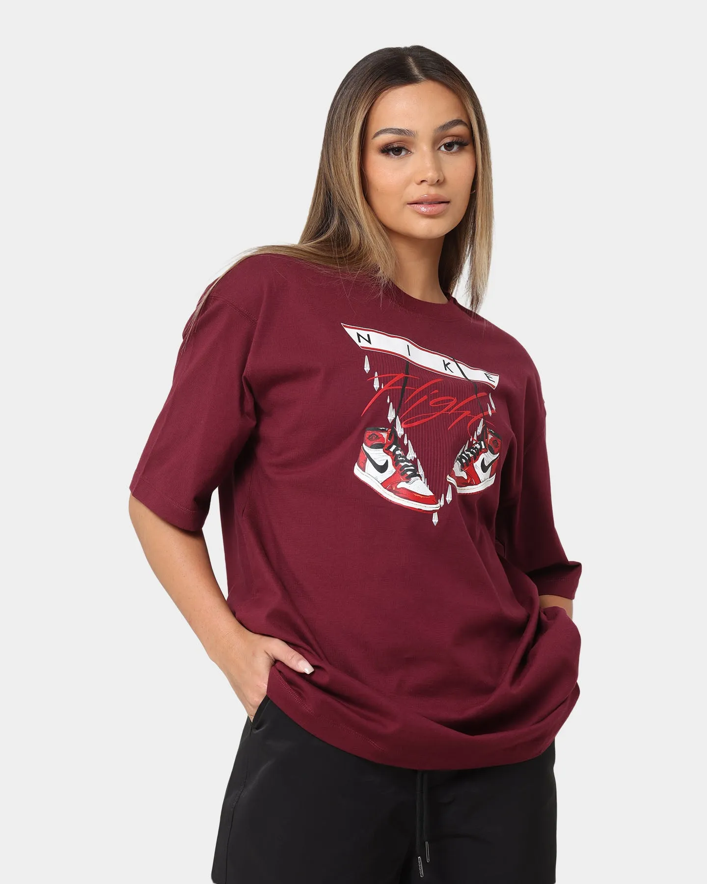 Jordan Women's Jordan Flight Graphic Oversized T-Shirt Cherrywood Red