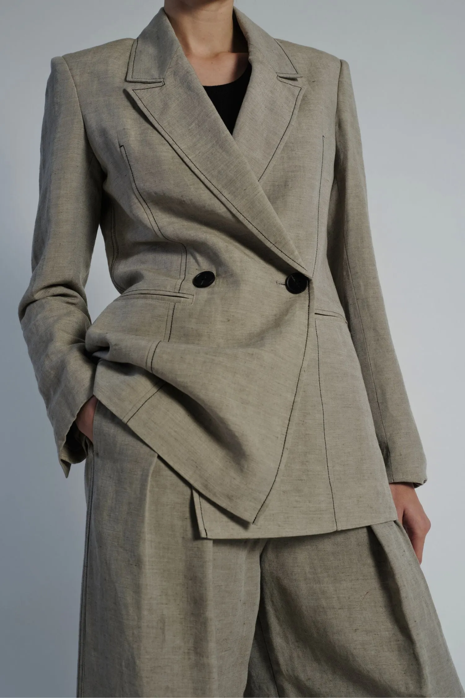 Kara Jacket, Grey Linen