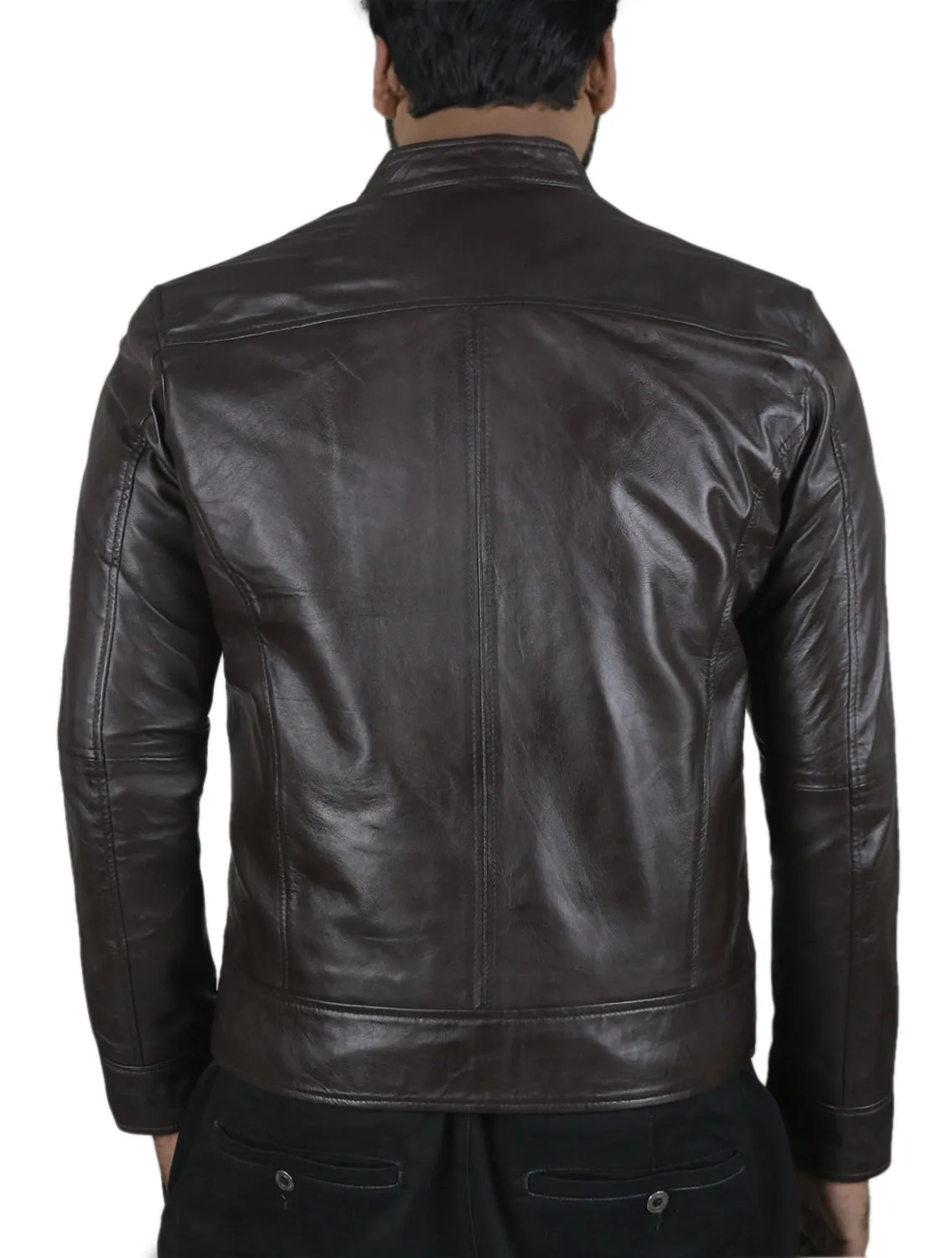 Leather Jackets Hub Mens Genuine Lambskin Leather Jacket (Black, Classic Jacket) - 1501210