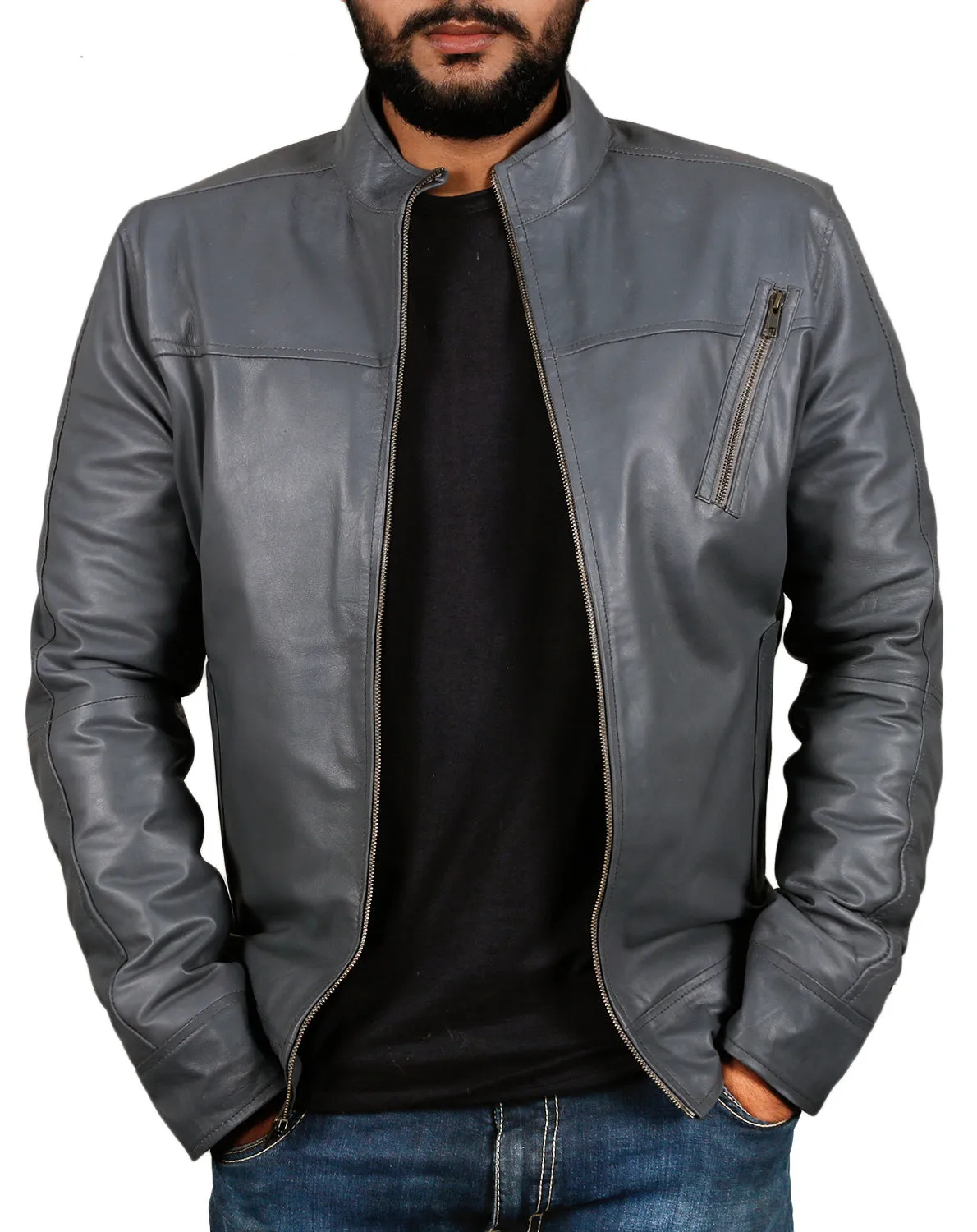 Leather Jackets Hub Mens Genuine Lambskin Leather Jacket (Black, Classic Jacket) - 1501210