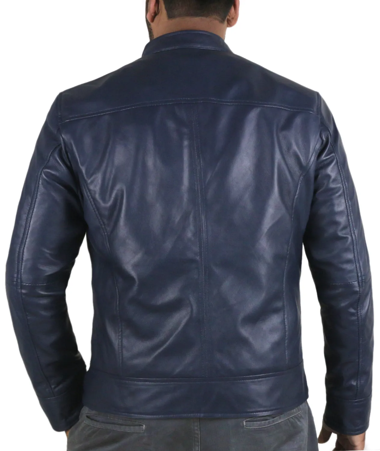 Leather Jackets Hub Mens Genuine Lambskin Leather Jacket (Black, Classic Jacket) - 1501210