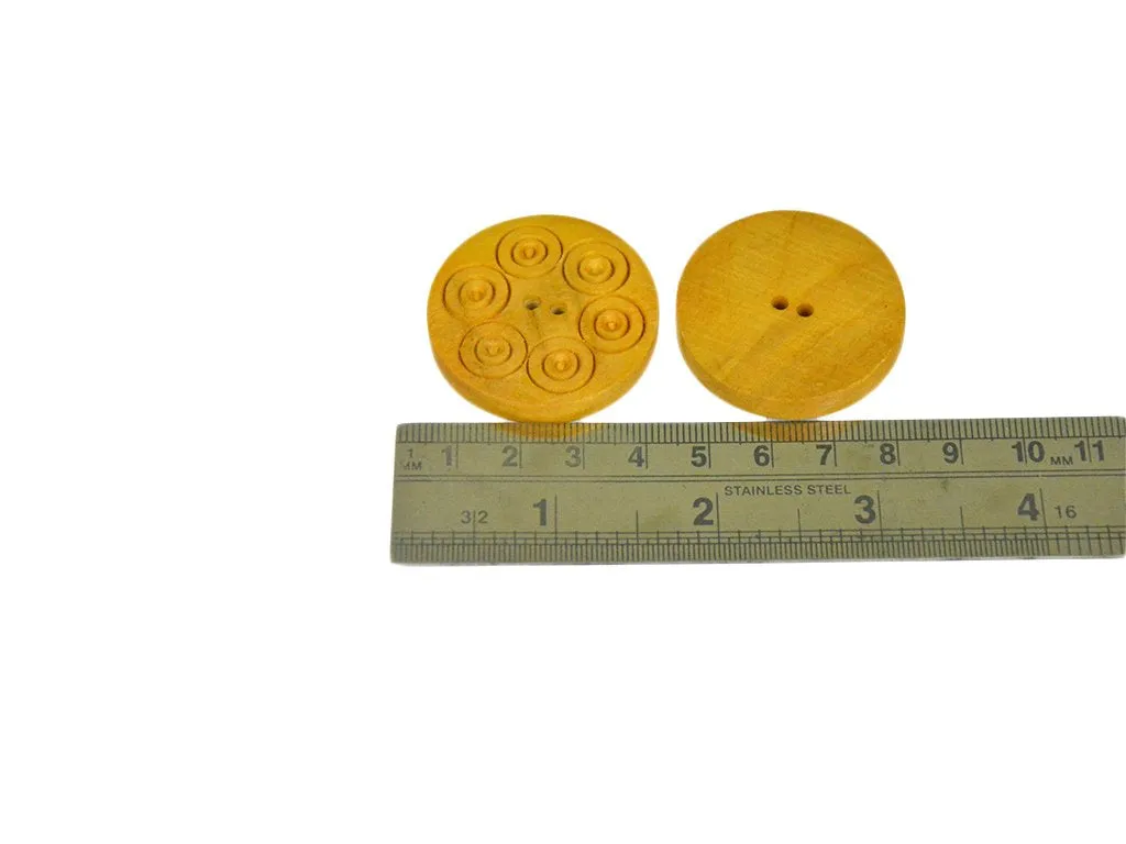 Light Yellow Geometric Circles 2 Hole Wooden Buttons