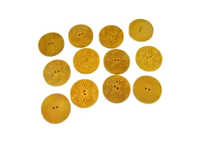 Light Yellow Geometric Circles 2 Hole Wooden Buttons