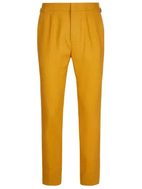 Linen High Waisted Trousers - Mustard