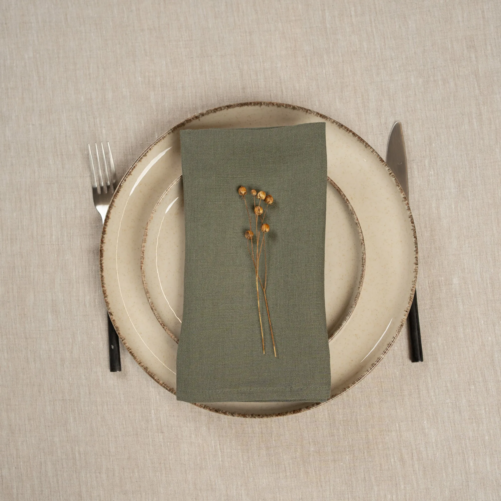 Linen Napkin Stone Green