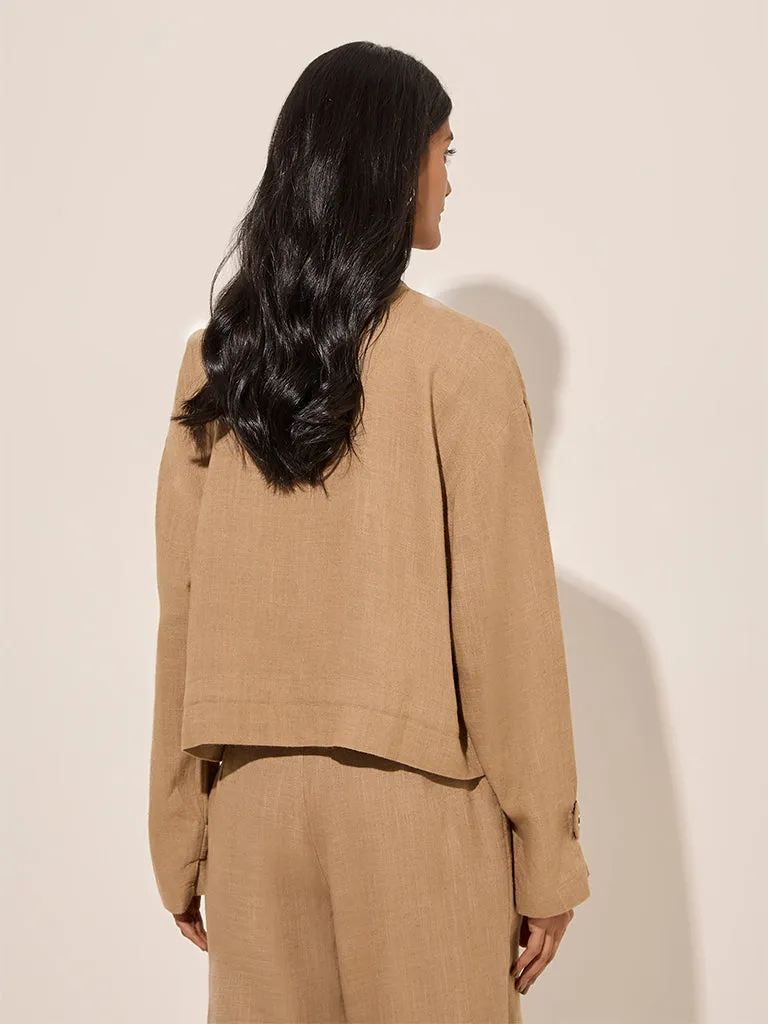 LOV Taupe High Neck Jacket