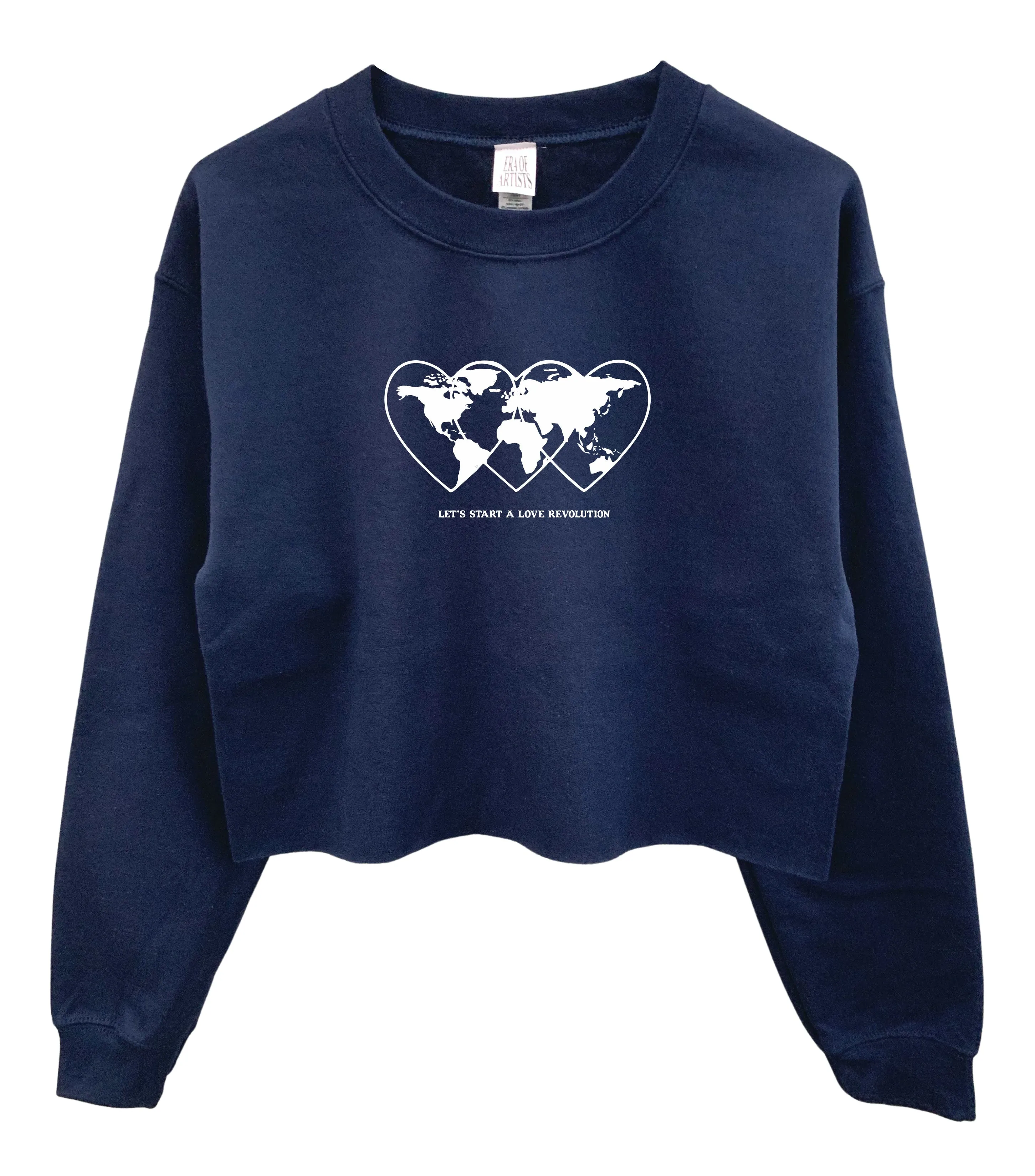 Love Revolution Graphic Cropped Unisex Crewneck Sweatshirt - Color Options Available