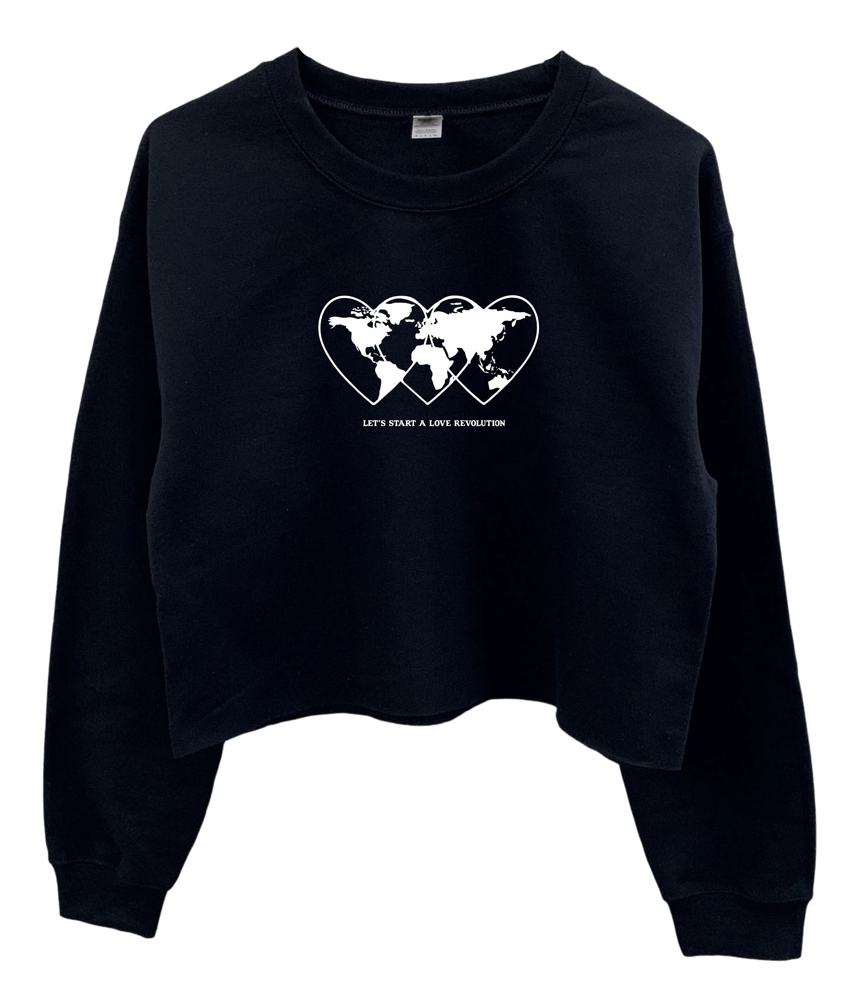 Love Revolution Graphic Cropped Unisex Crewneck Sweatshirt - Color Options Available