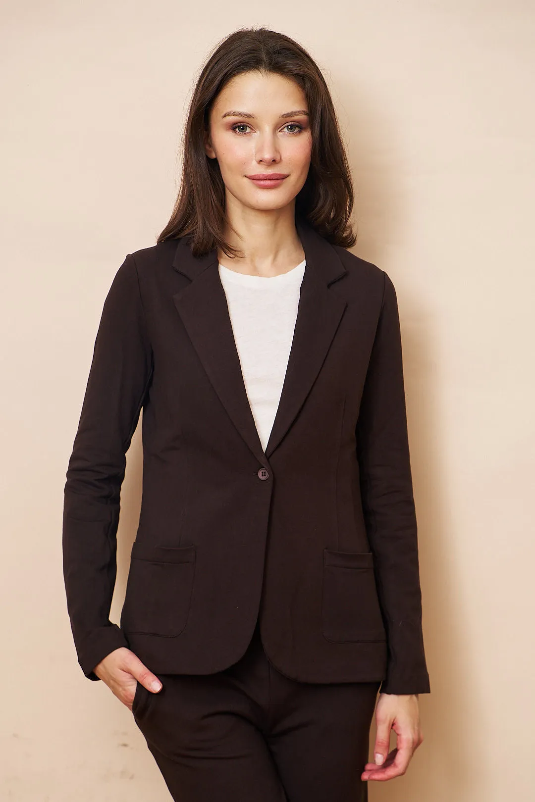 Majestic French Touch One Button Blazer in Coffee