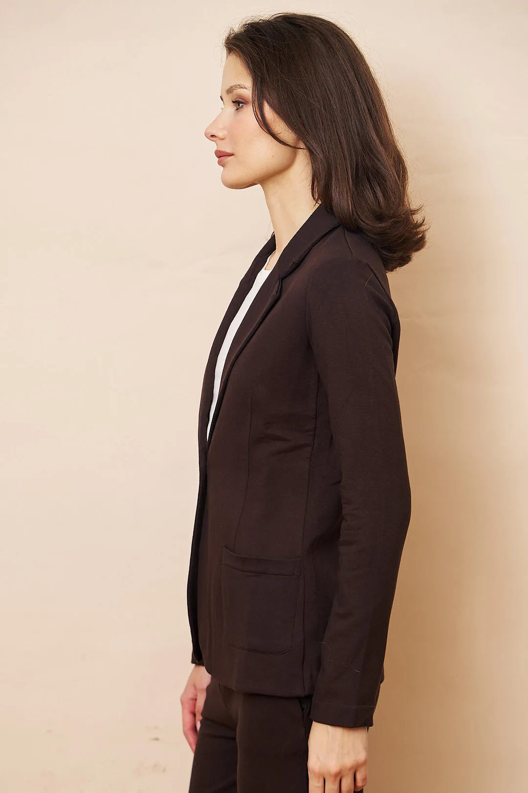 Majestic French Touch One Button Blazer in Coffee