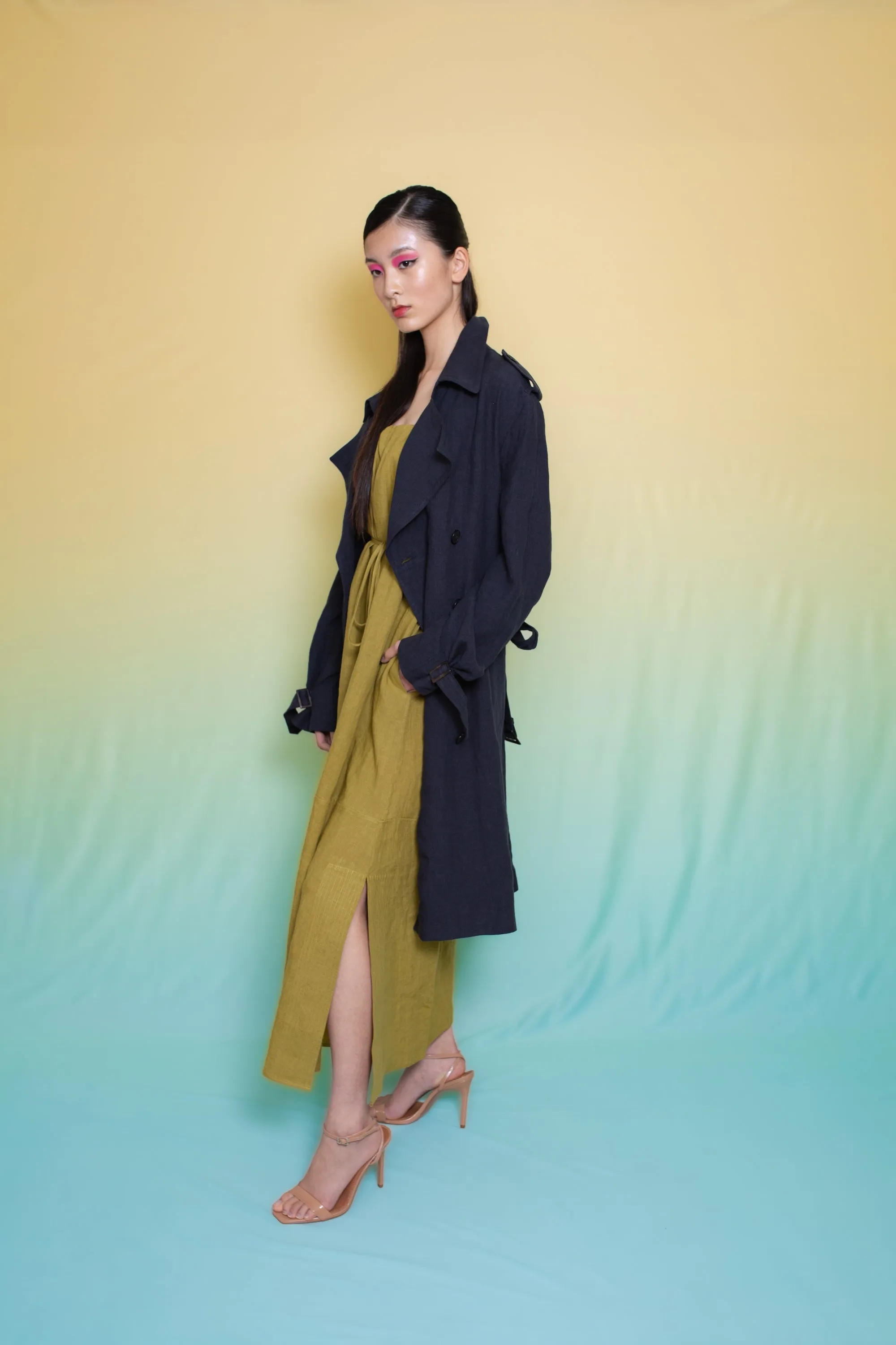 Mako Linen Trench Ink Woman