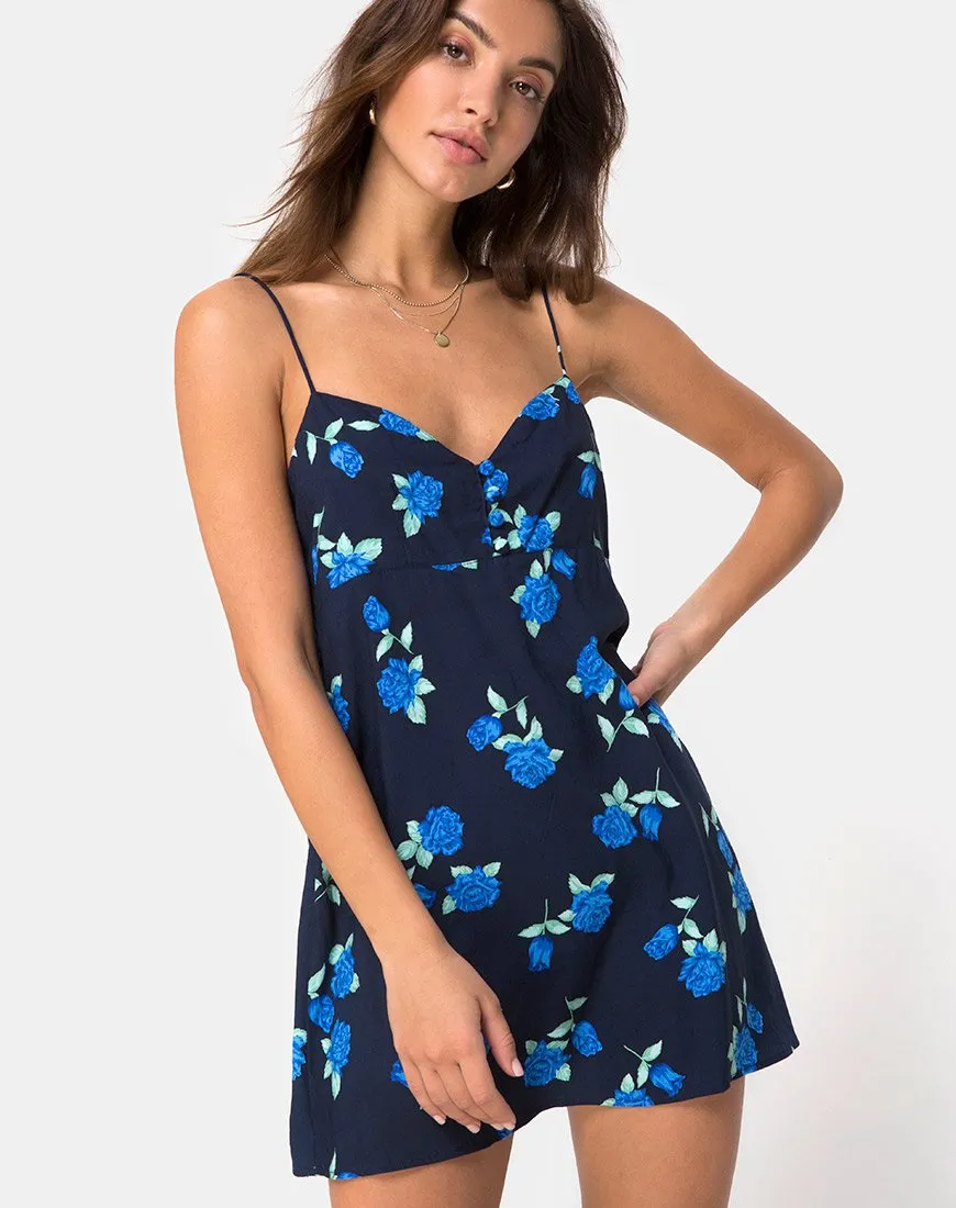 Medina Slip Dress in Midnight Blue Rose