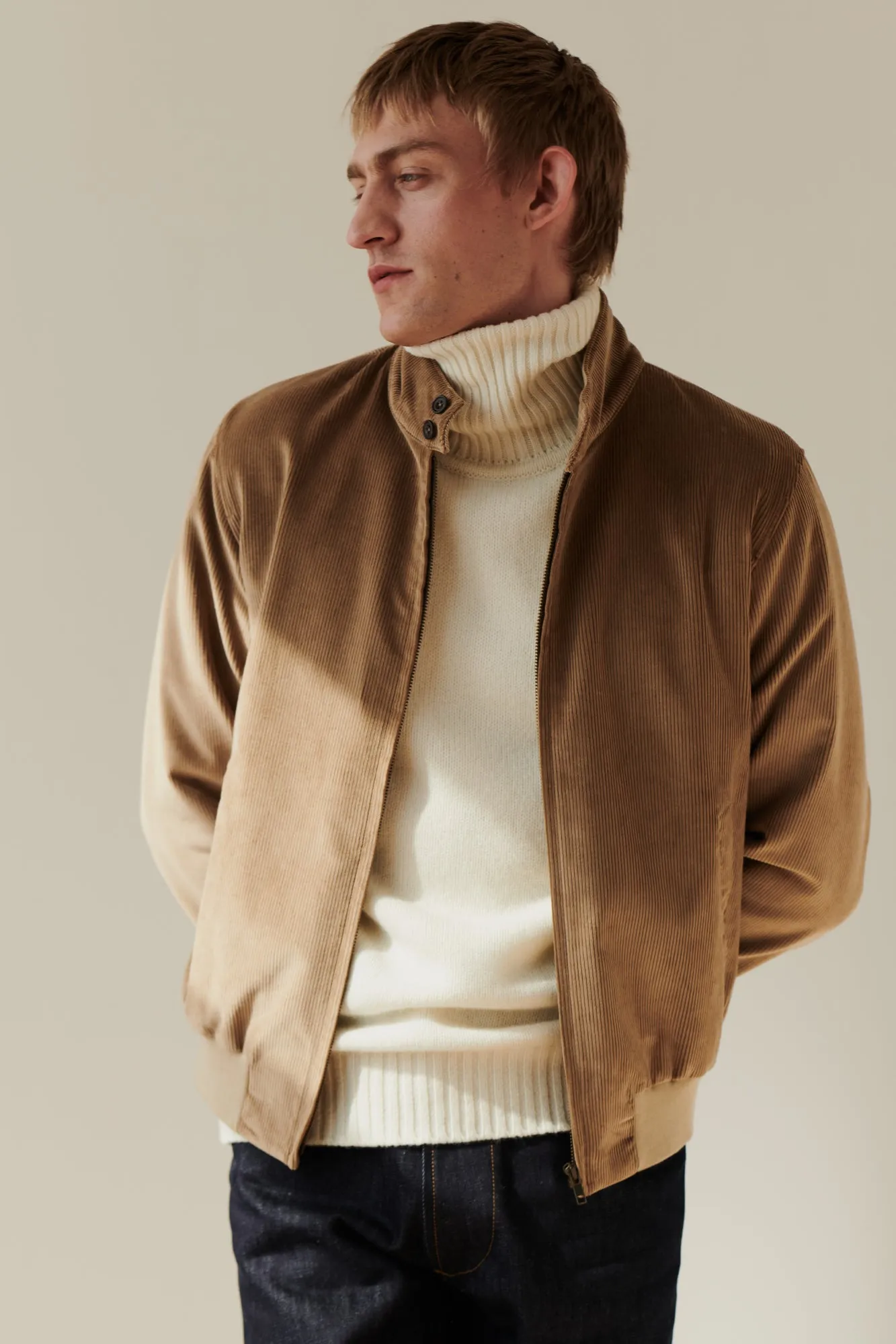 Men's Corduroy Harrington - Stone