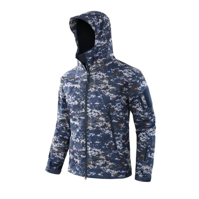 Men's Military Camouflage Fleece Jacket Shark Skin Soft Shell Military Tactical Jacket Male Camouflage Windbreakers 5XL