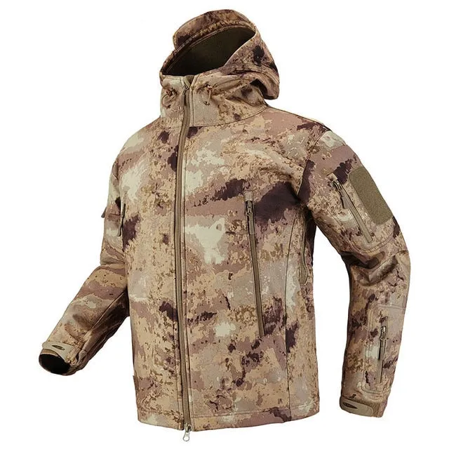 Men's Military Camouflage Fleece Jacket Shark Skin Soft Shell Military Tactical Jacket Male Camouflage Windbreakers 5XL