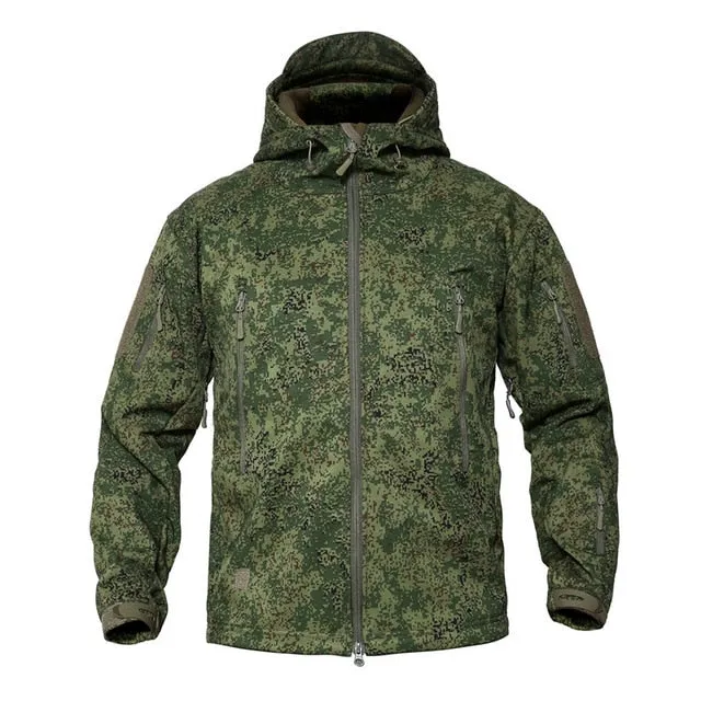 Men's Military Camouflage Fleece Jacket Shark Skin Soft Shell Military Tactical Jacket Male Camouflage Windbreakers 5XL